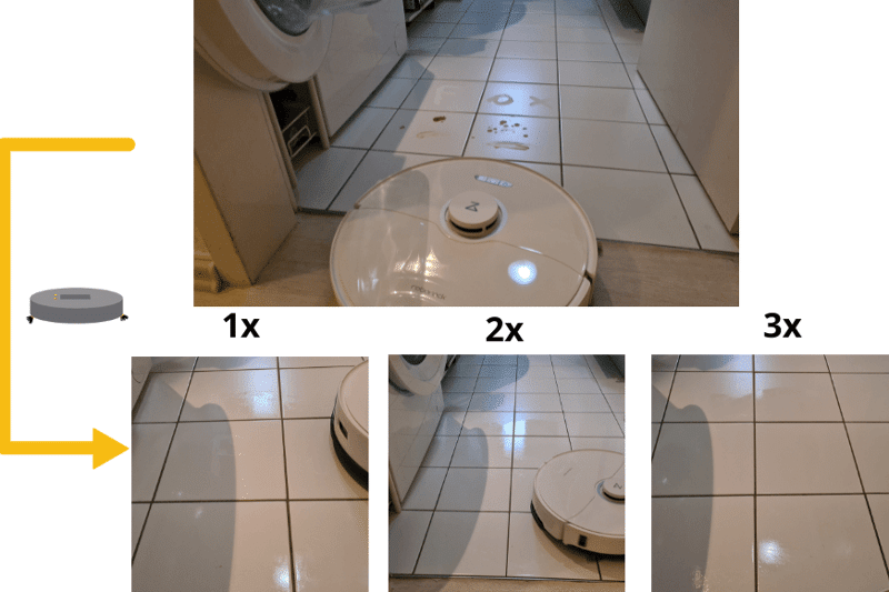 Testing the Roborock S8 Pro Ultra on tiled floor.